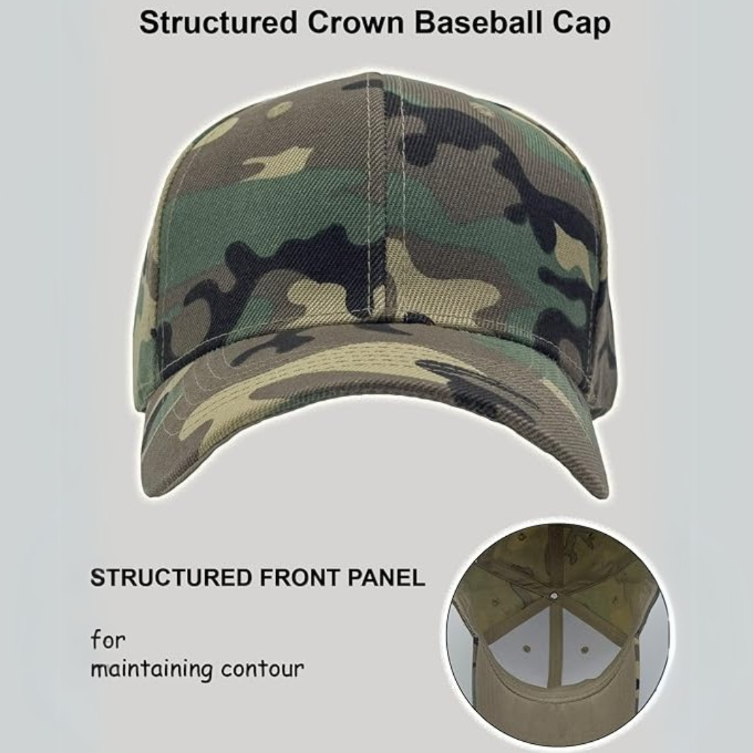 Back view showing adjustable strap on men's structured baseball cap, casual everyday headwear.