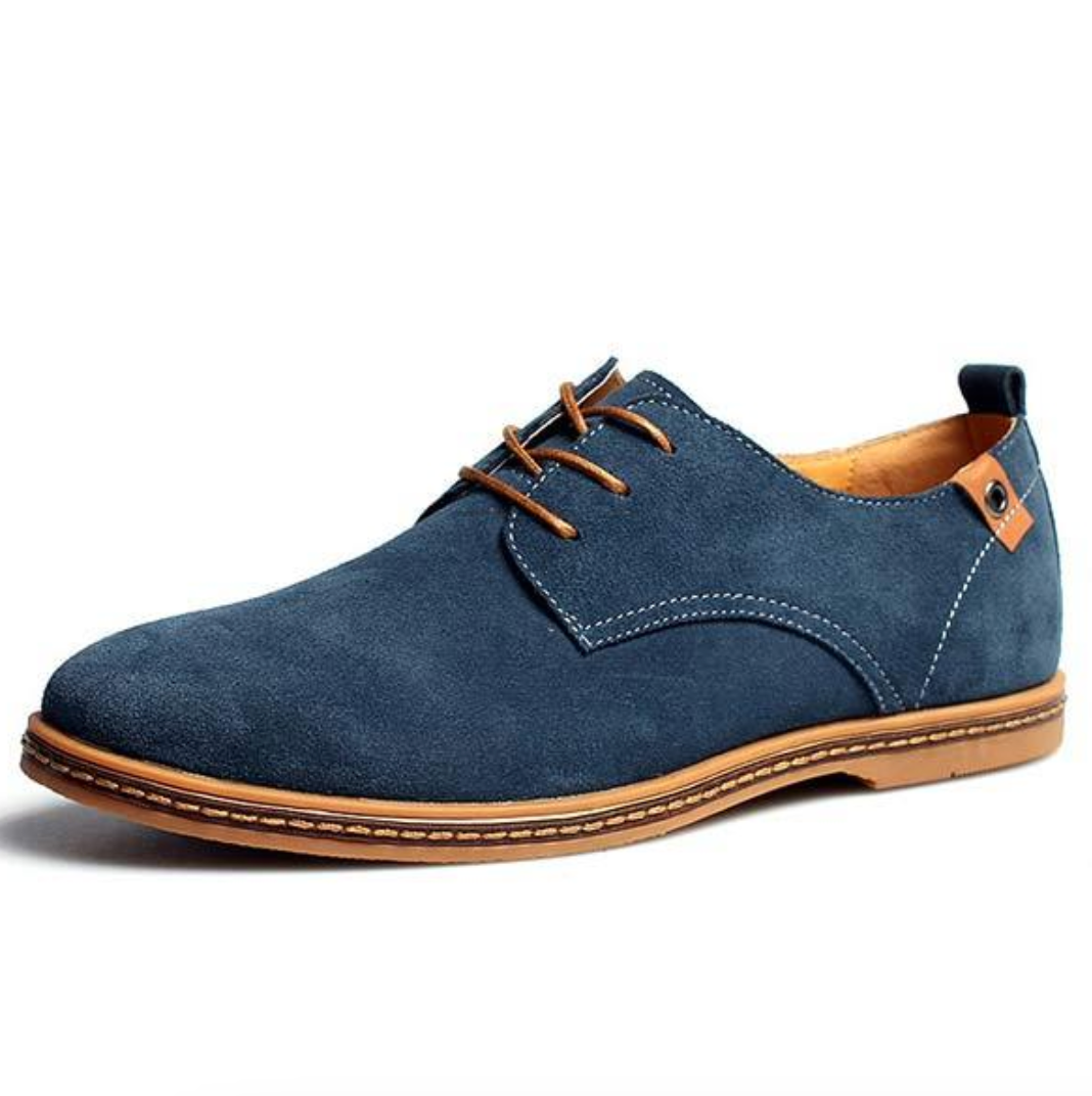 Men's stylish brown leather lace-up Derby dress shoes, versatile for formal events & smart casual outfits.