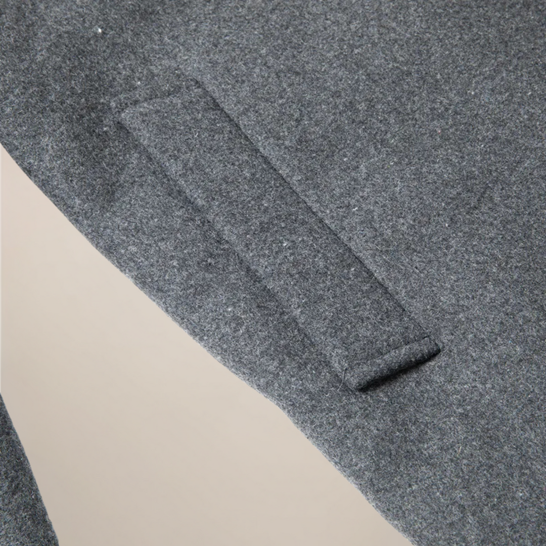 Fashionable men's button-up jacket. Ideal fall/winter outerwear, offering a smart casual style for men.