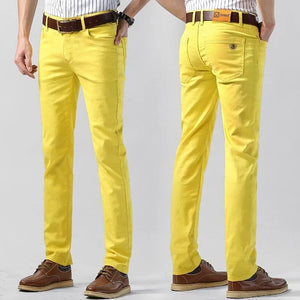 Men's colored regular fit trousers. Comfort fit, breathable cotton blend pants for stylish casual wear.