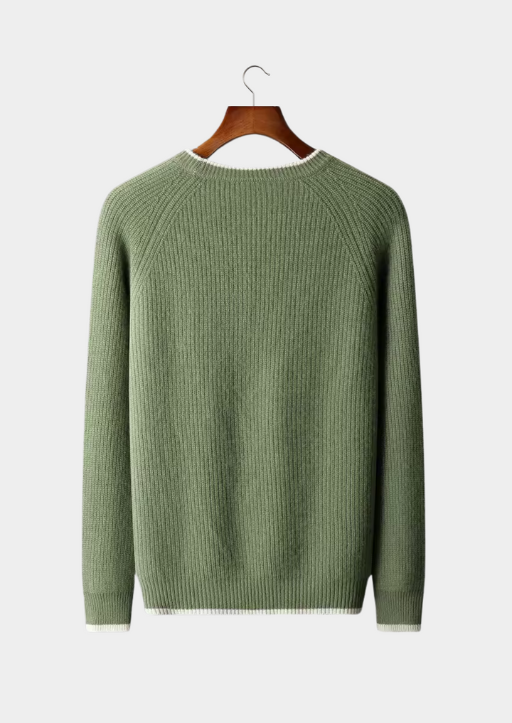 Grey men's crew neck sweater, demonstrating comfortable and versatile men's fashion.
