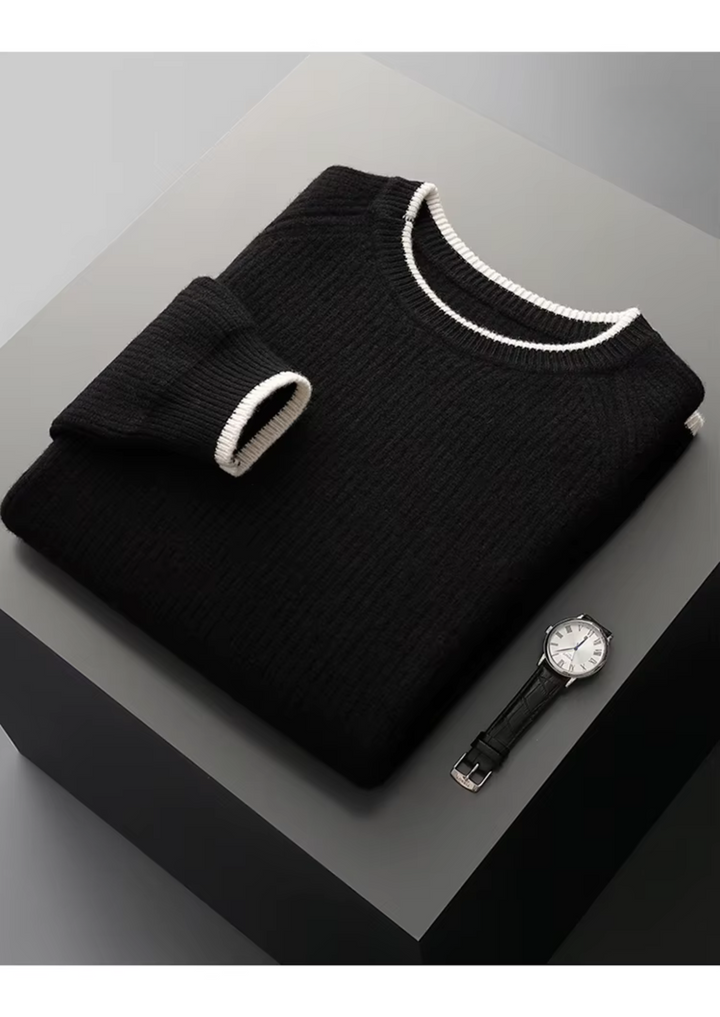 Versatile men's crew neck sweater, ideal for layering under jackets or blazers for smart casual.