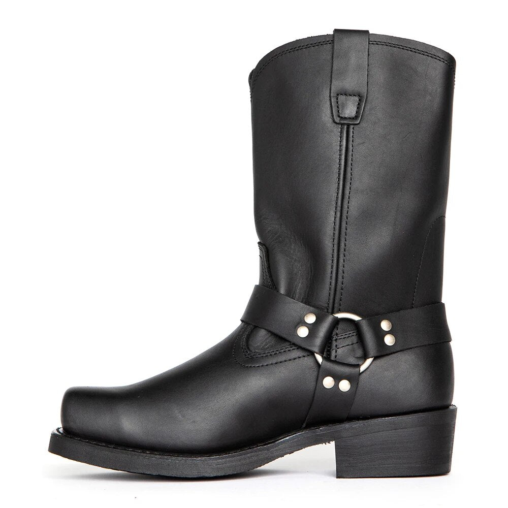 Durable men's western cowboy boots in brown or black, versatile for everyday wear and rugged style.
