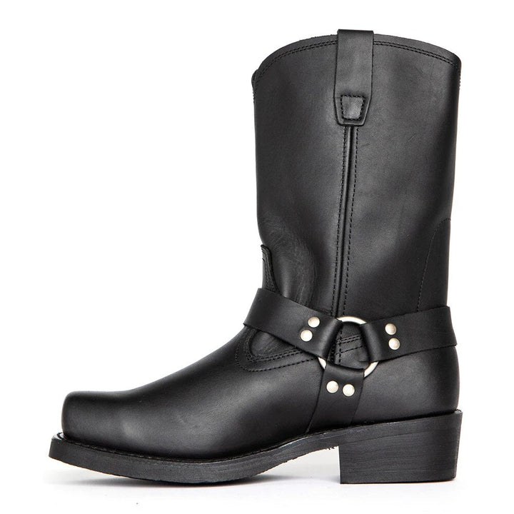 Durable men's western cowboy boots in brown or black, versatile for everyday wear and rugged style.