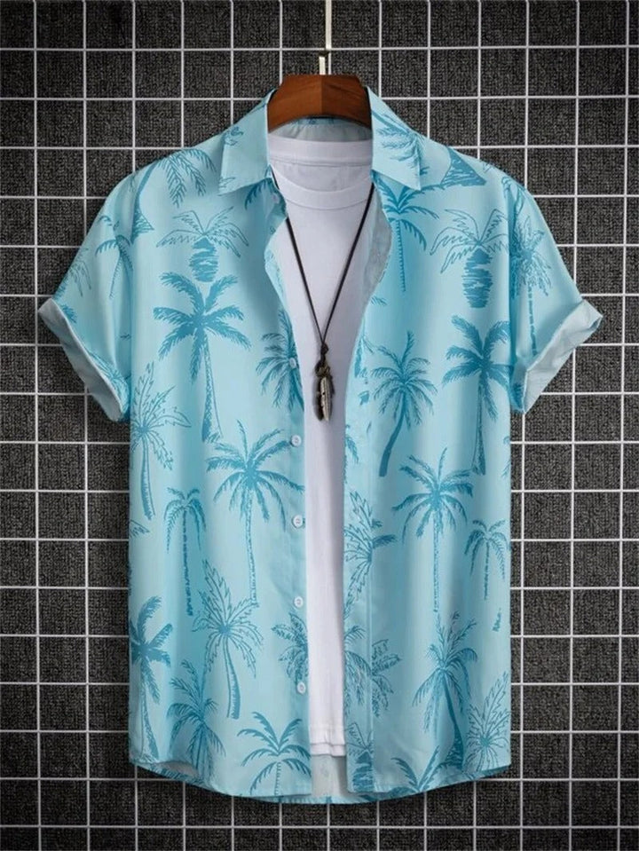 Men's stylish camp collar short-sleeve shirt with a sophisticated floral print for modern casual wear.