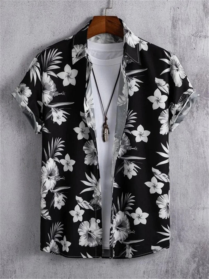 Men's Lorenzo collared shirt in a relaxed fit, featuring an eye-catching floral print for summer fashion.