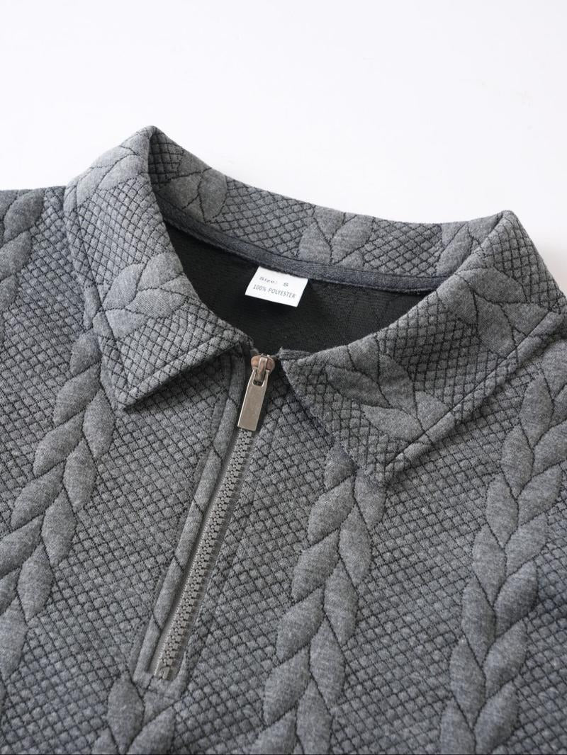 Modern men's half-zip knit pullover sweater, a comfortable long sleeve casual top for effortless everyday layering.