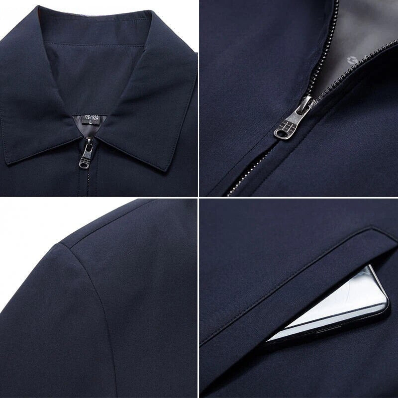 Lightweight men's jacket in navy, a stylish and comfortable choice for daily casual outfits.