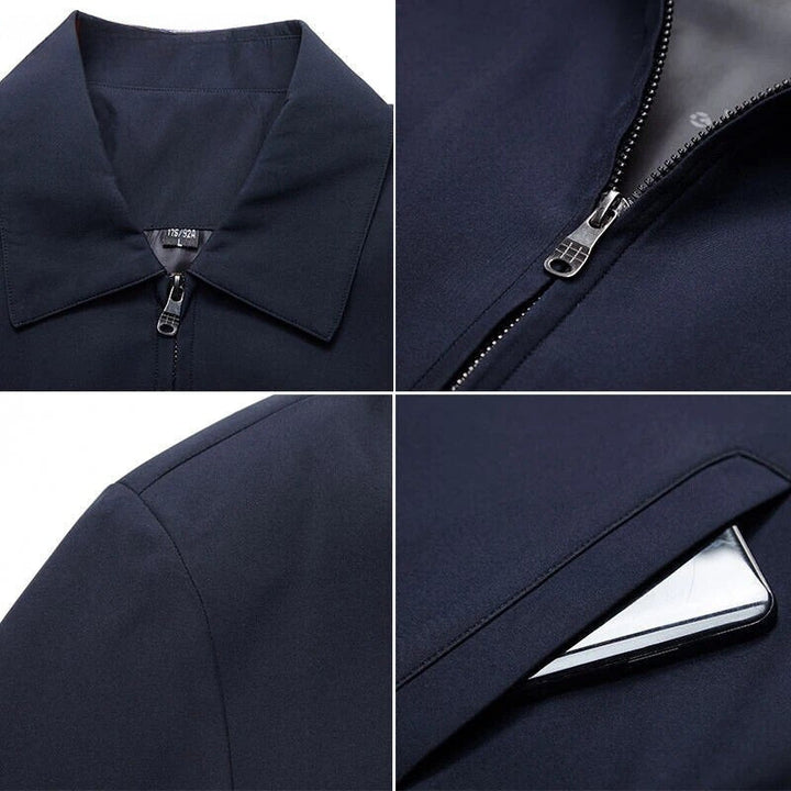 Lightweight men's jacket in navy, a stylish and comfortable choice for daily casual outfits.