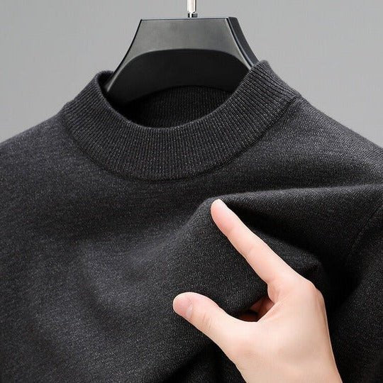 Men's classic mock neck pullover sweater. A stylish and comfortable menswear staple for casual and semi-formal looks.