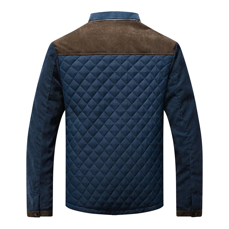 Versatile men's smart quilted jacket with stand collar for trendy fall & winter fashion outerwear.