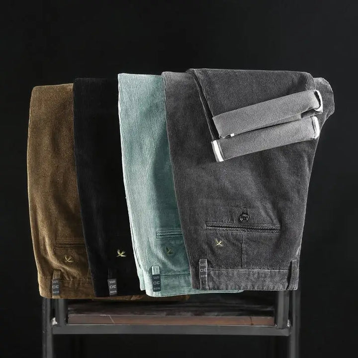 Detailed view of the fabric on these comfortable men's slim fit pants, highlighting quality.