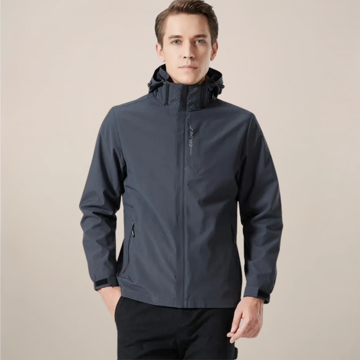 Men's outdoor stand collar windbreaker jacket. A comfortable, full zip, lightweight layer for everyday wear.