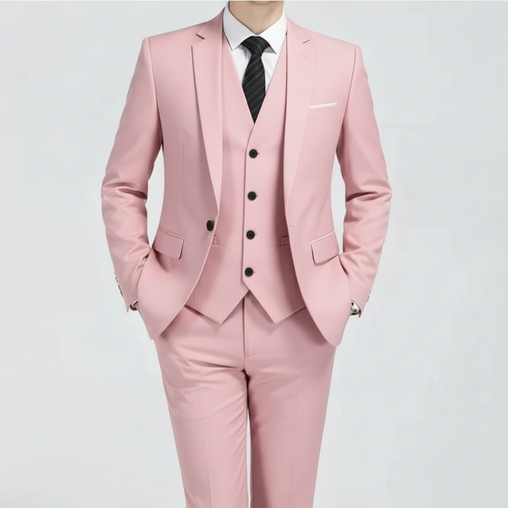 Elegant men's tailored three-piece suit. Perfect for formal events, business, or wedding attire.