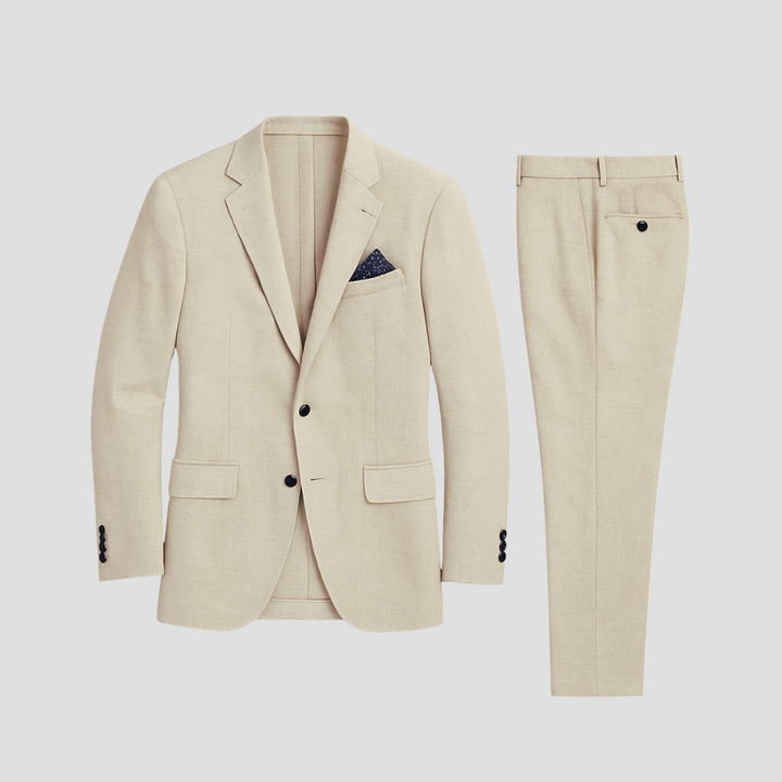 Lightweight men's summer suit, perfect for sophisticated spring/summer events. Breathable fabric.