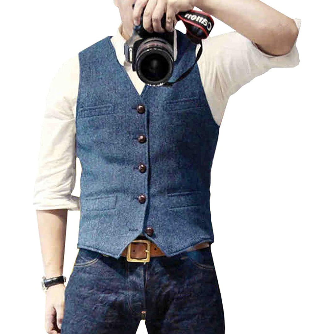 Men's stylish Victor wool blend vest, tailored fit gilet for versatile casual and formal layered looks.