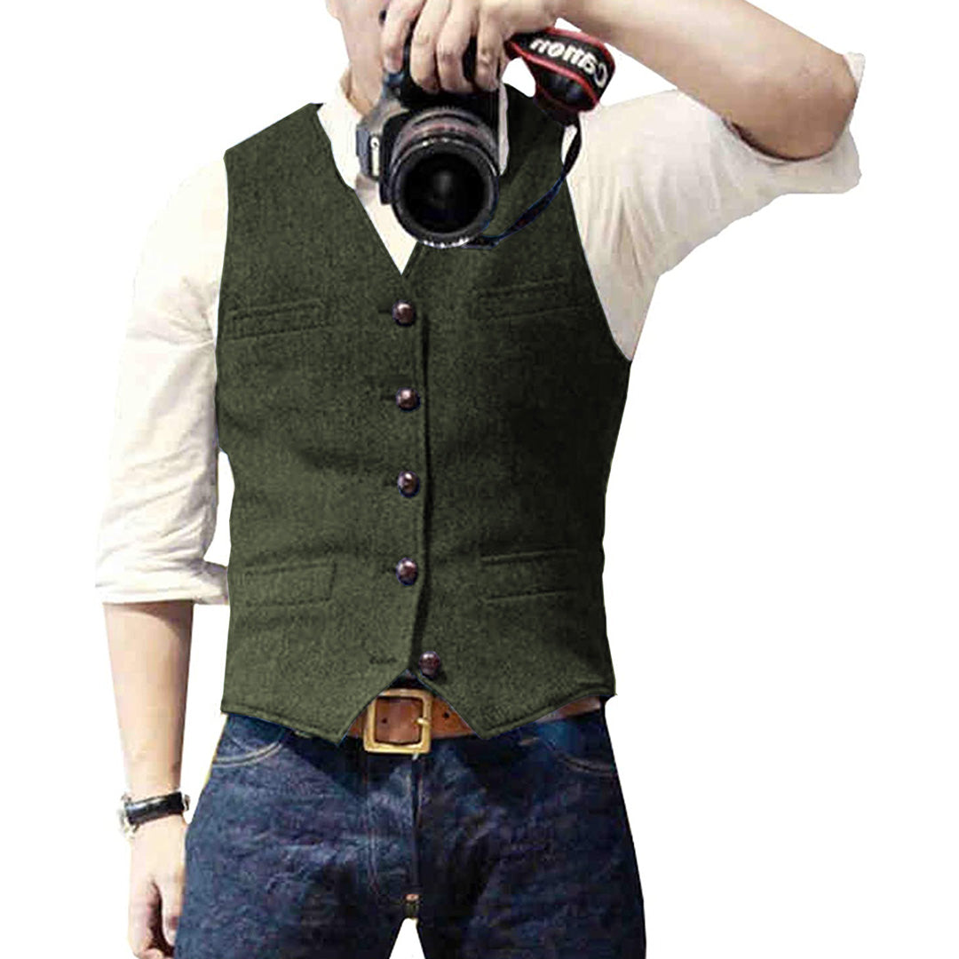 Men's Victor wool blend vest, stylish gilet, waistcoat. Tailored outerwear for smart casual & formal fashion.