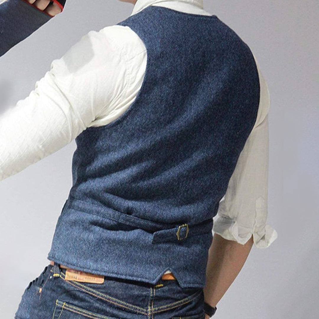 Tailored men's Victor wool blend vest, a stylish gilet perfect for business casual and smart formal outfits.