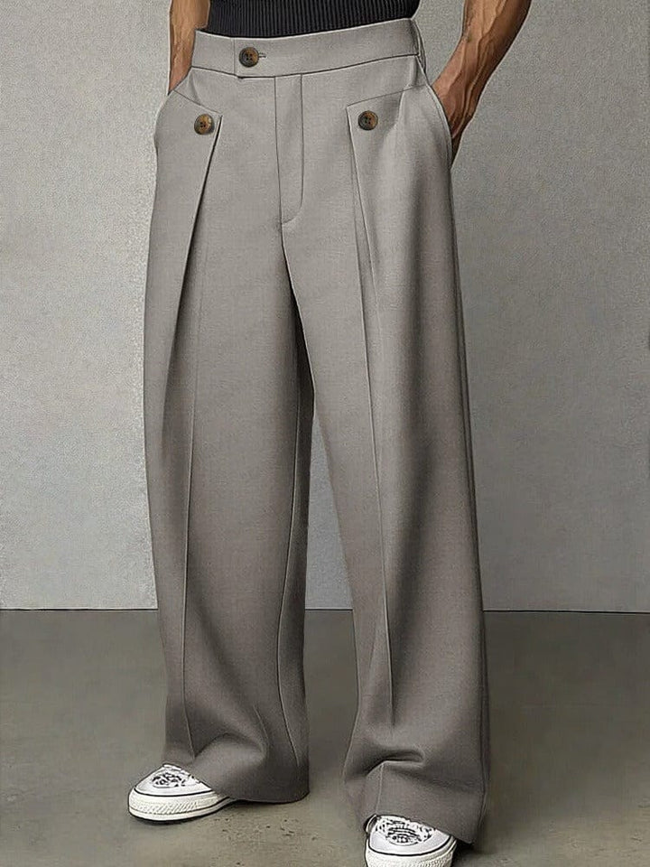 Versatile men's wide-leg trousers, perfect for smart casual or comfortable everyday men's fashion.