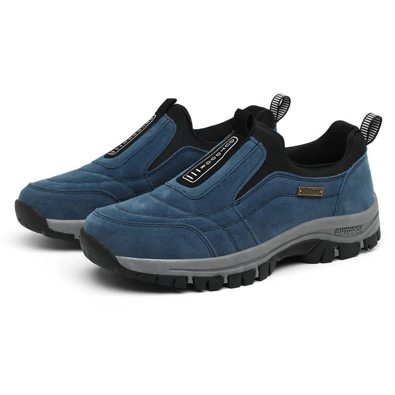 Comfortable men's orthopedic hiking shoes with arch support, perfect for foot pain relief & long walks.