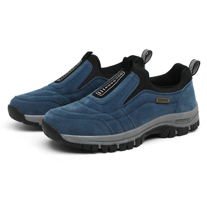 Comfortable men's orthopedic hiking shoes with arch support, perfect for foot pain relief & long walks.