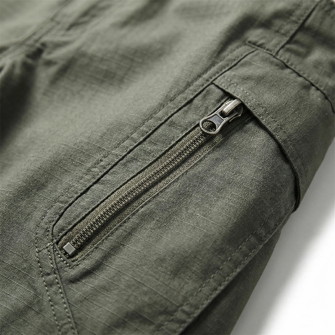 Durable men's tactical cargo pants, water-resistant & flexible, perfect for outdoor, hiking, and work.