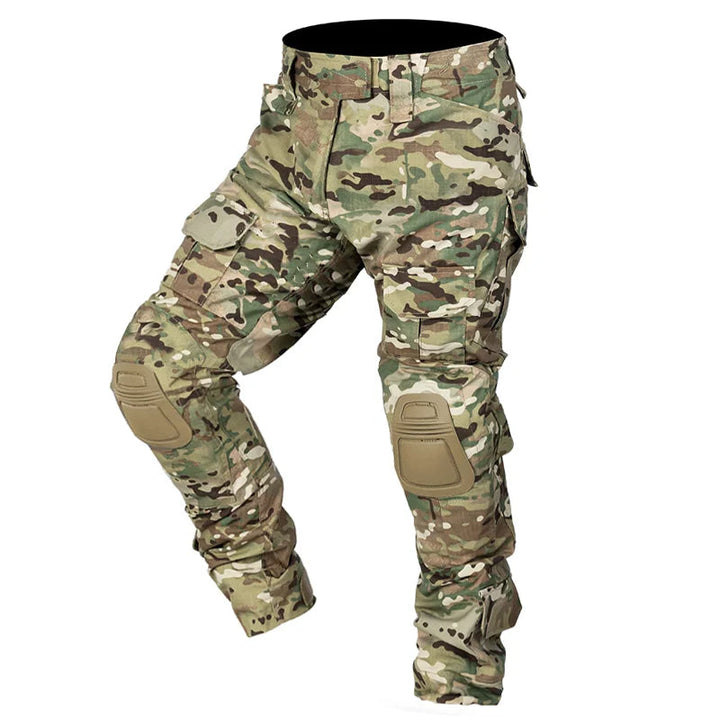 Men's utility cargo pants, ideal for hiking and work, featuring essential integrated knee padding.
