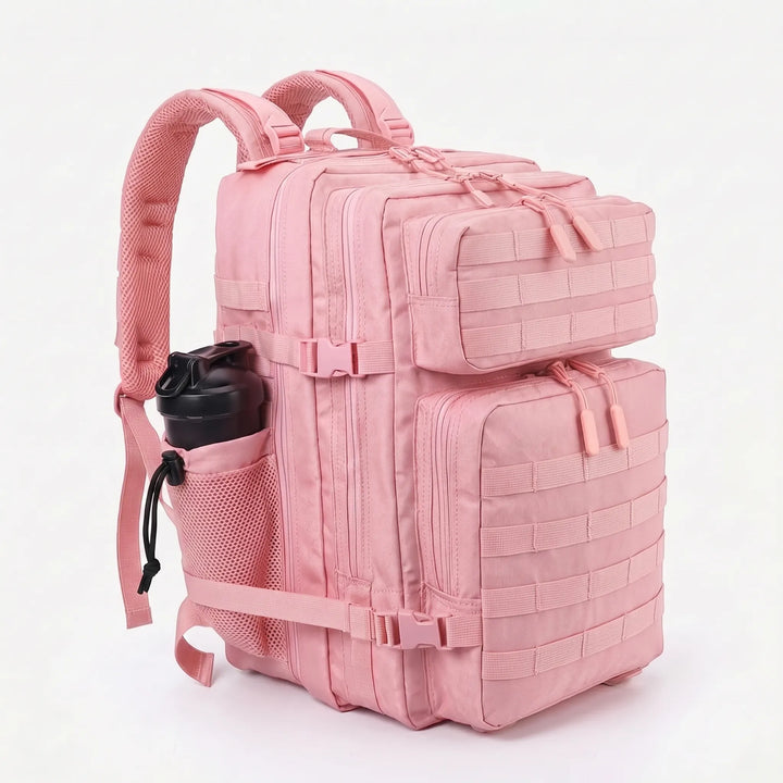 MOLLE system on a men's tactical pack, customizable for carrying essential outdoor gear & accessories.