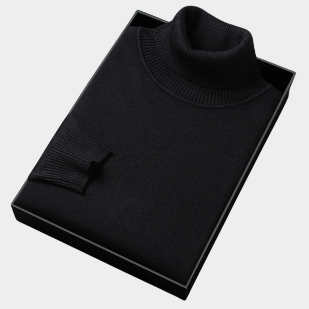 Versatile men's turtleneck polo sweater for smart evening wear or refined everyday style.