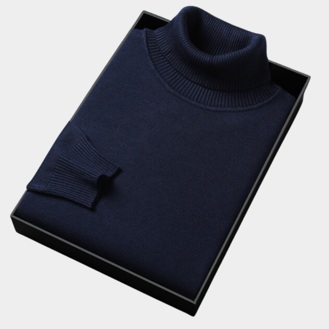 Men's long sleeve polo sweater with roll neck, a comfortable yet stylish choice for any season.