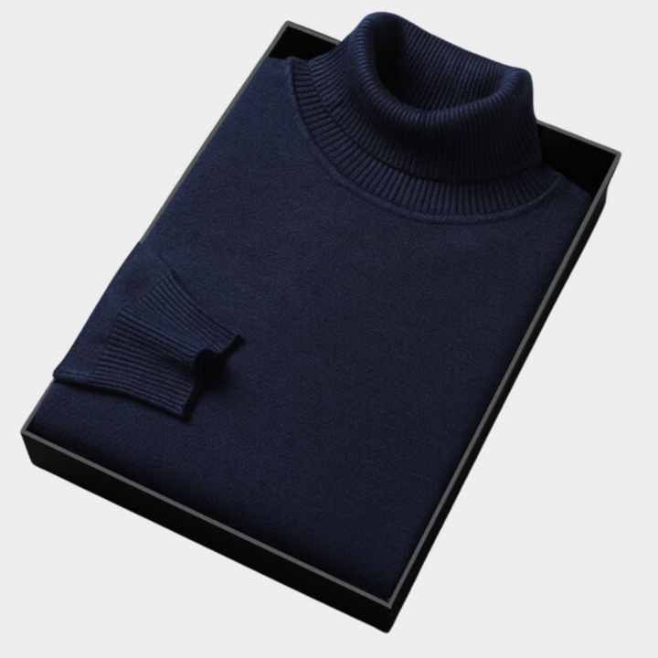Men's long sleeve polo sweater with roll neck, a comfortable yet stylish choice for any season.