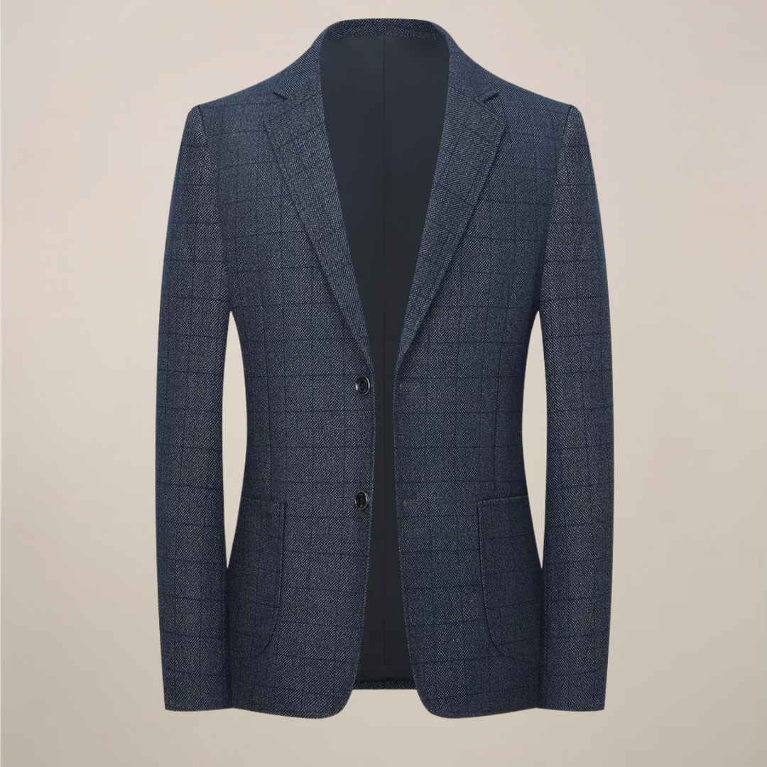 Slim-fit men's check jacket in a modern plaid pattern, ideal smart casual outerwear for men's fashion.