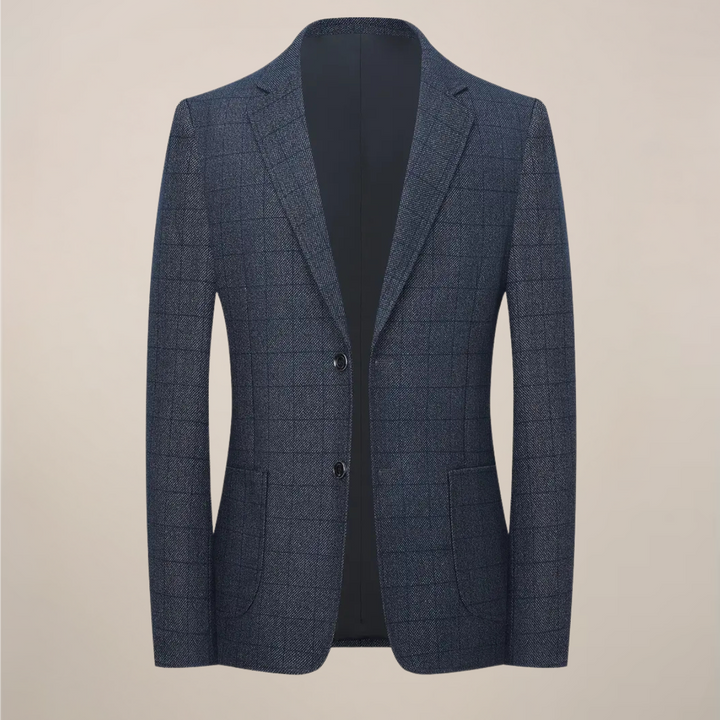 Slim-fit men's check jacket in a modern plaid pattern, ideal smart casual outerwear for men's fashion.