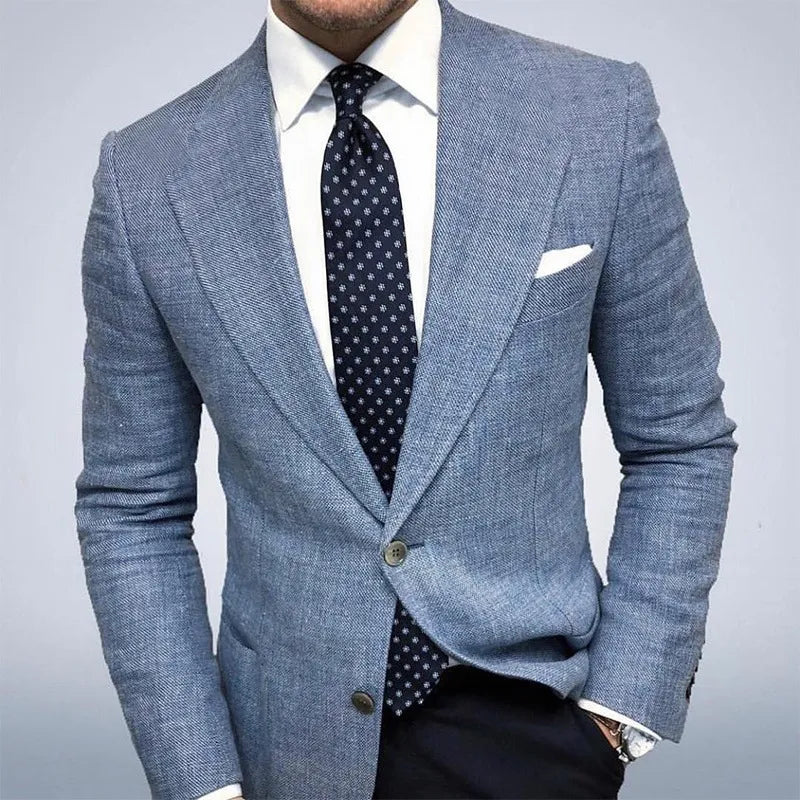 Lightweight men's tailored blazer, perfect for smart casual or professional everyday wear. Versatile menswear.