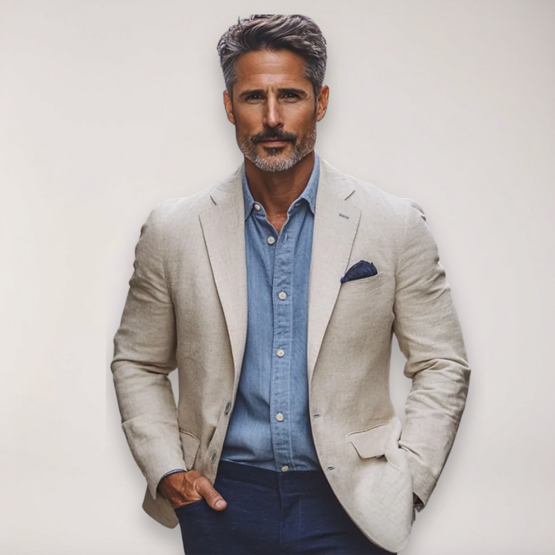 Men's tailored smart casual blazer, perfect for office, business casual, or event wear. Stylish & versatile men's jacket.
