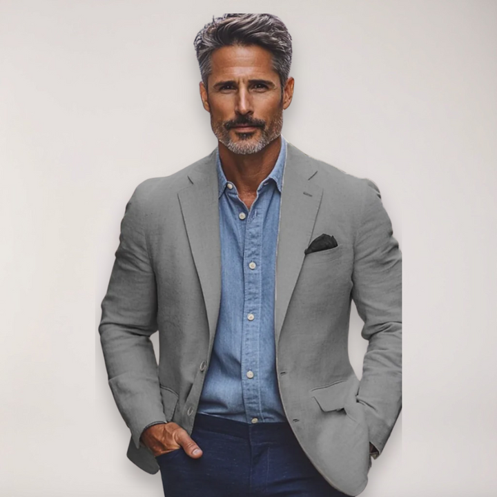 Men's tailored blazer for a sharp office wear look. Ideal for business casual meetings & sophisticated event attire.