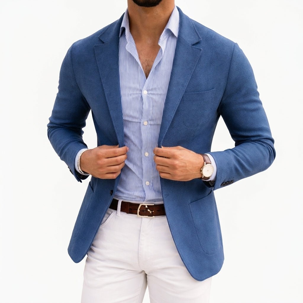 Men's tailored suit blazer for refined modern style. Ideal for business attire & formal occasions.