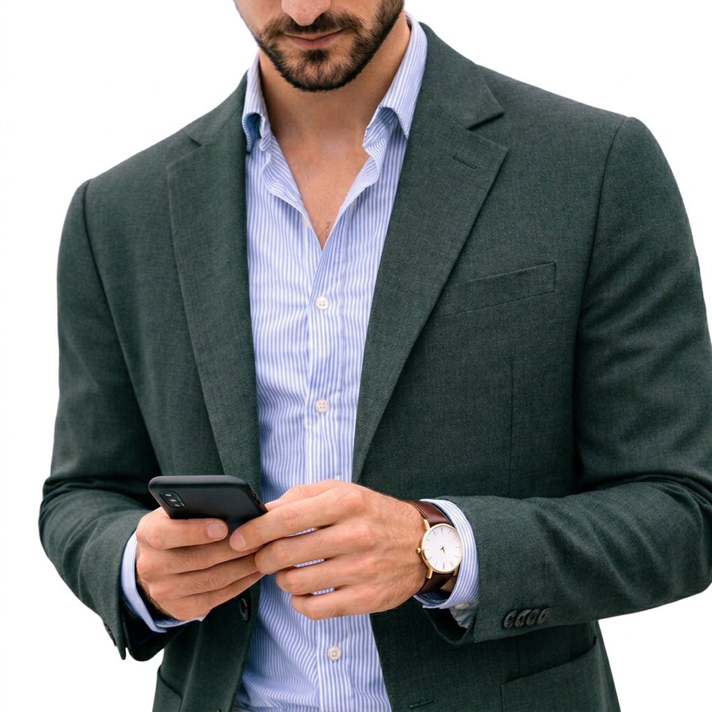 Modern men's fashion blazer. Comfortable, versatile jacket for smart casual & daily wear.