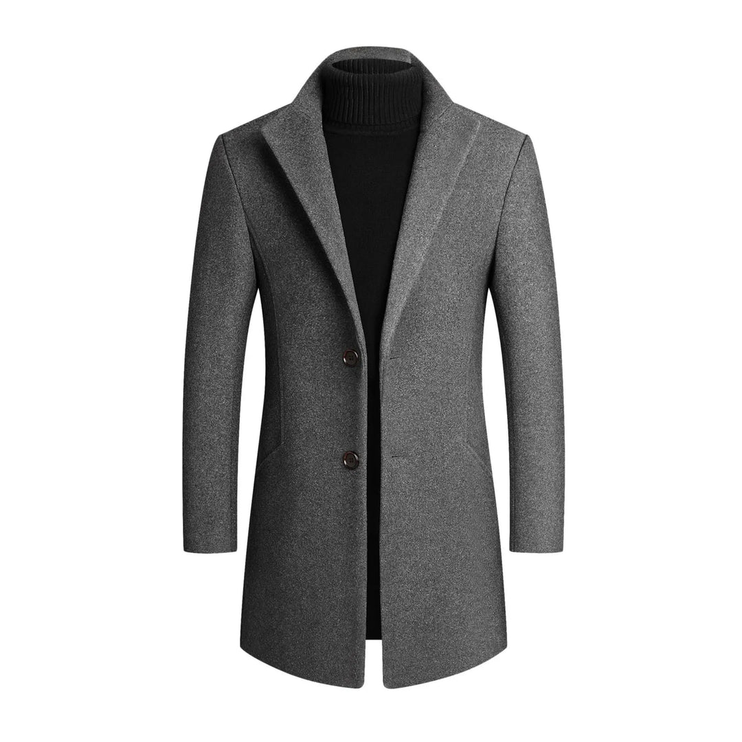 Men's tailored trench coat with classic notch lapel, perfect for smart casual & formal winter wear.