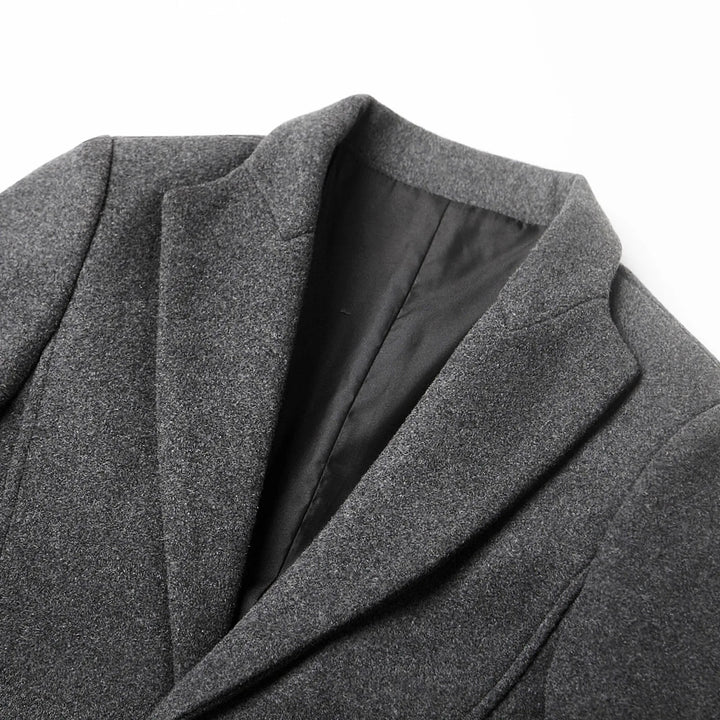 Stylish men's tailored winter trench coat, ideal for smart casual & formal fashion. Perfect business wear.