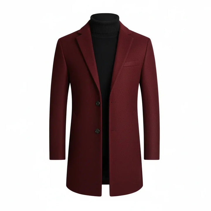 Elegant men's notch lapel trench coat, tailored for smart, formal & business events. Stylish winter outerwear.
