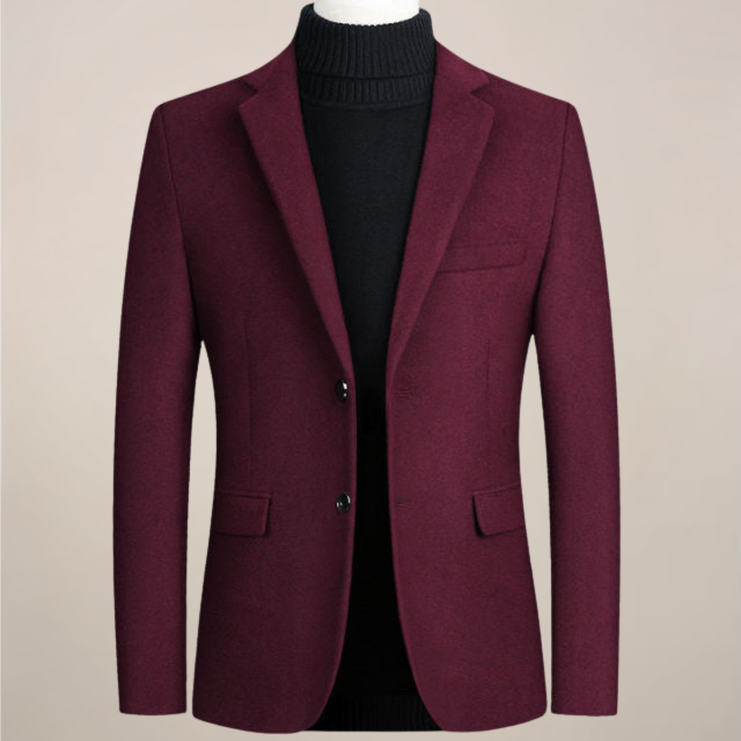 Men's tailored two-button smart casual blazer, perfect for office wear or stylish evening events.