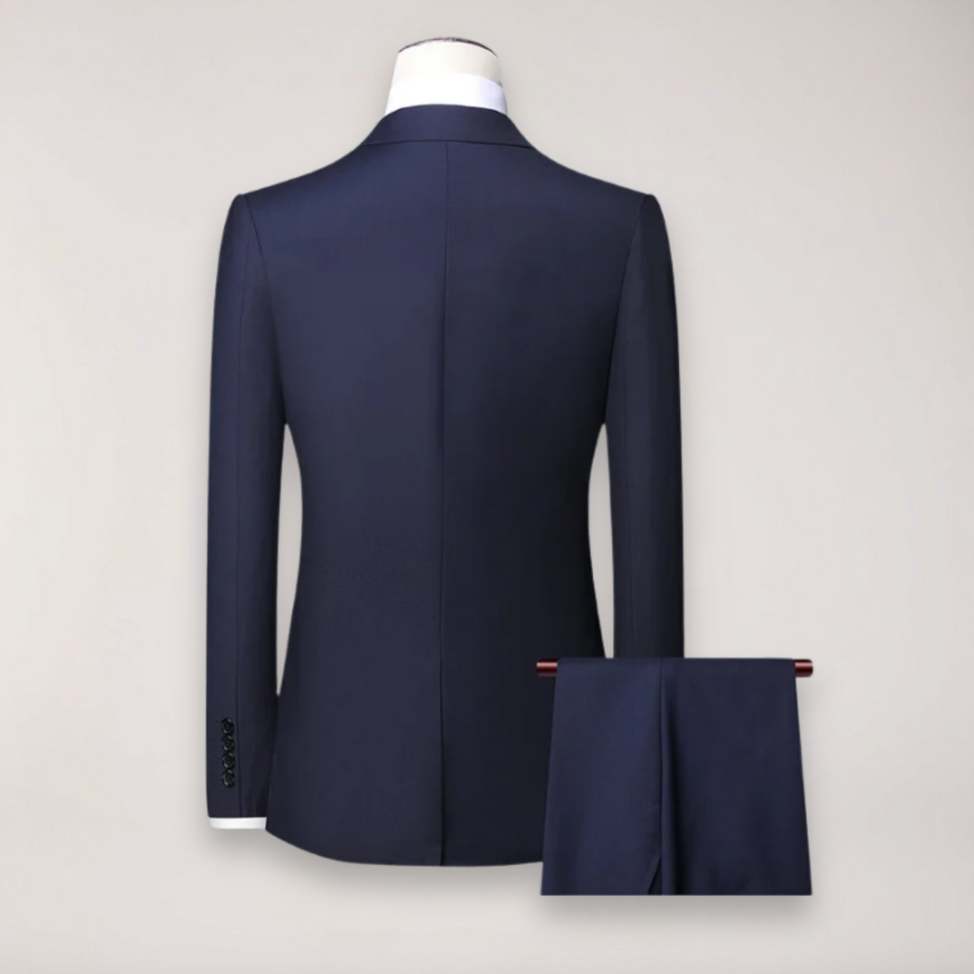 Detail of a men's tailored formal suit blazer, showcasing its quality and sophisticated design.