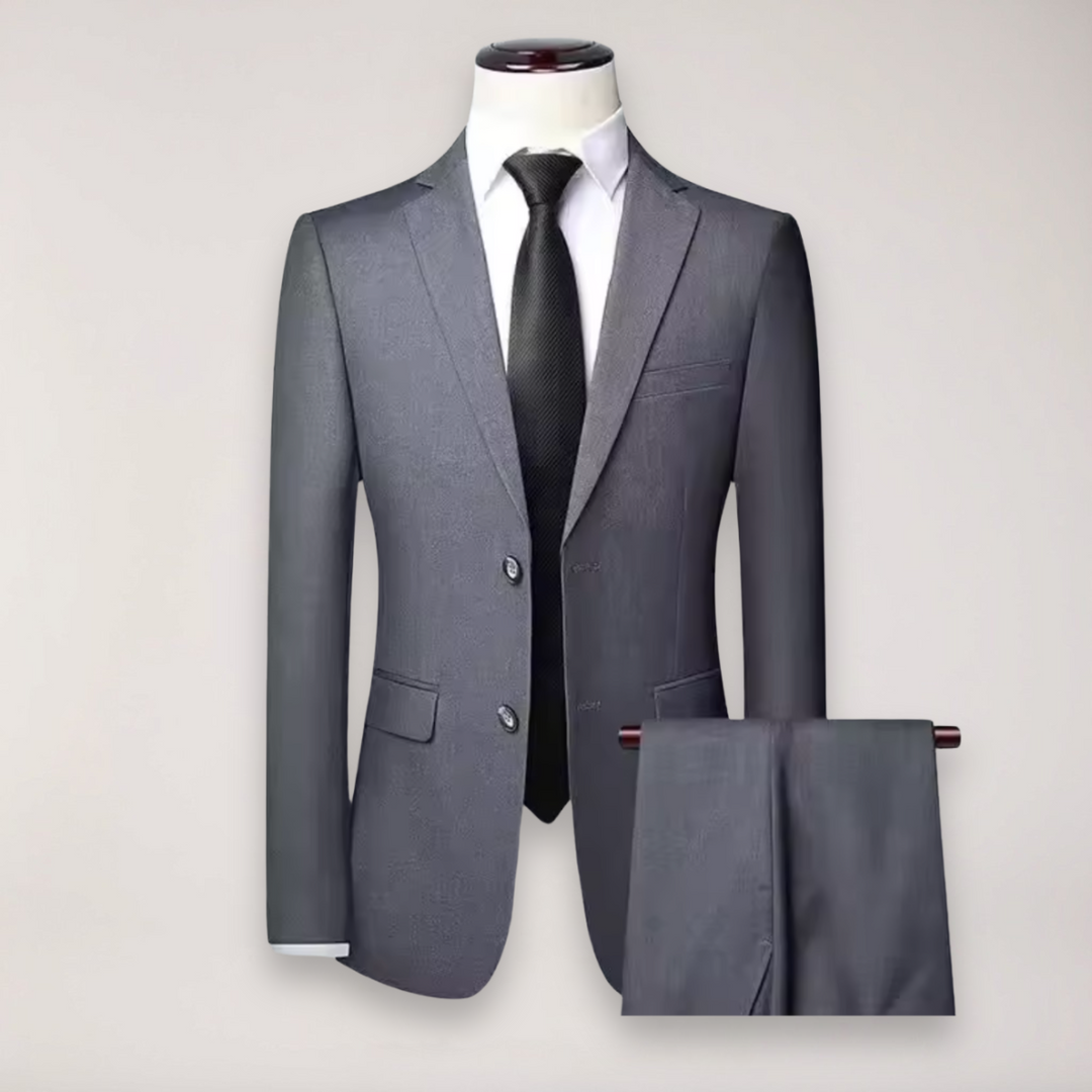 Men's tailored formal suit trousers, a key part of the elegant two-piece business attire.