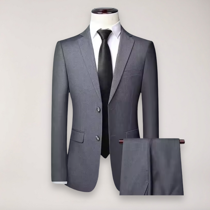 Men's tailored formal suit trousers, a key part of the elegant two-piece business attire.