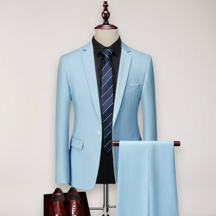 Professional men's two-piece tailored suit, versatile for business meetings, wedding guests, and formal wear.