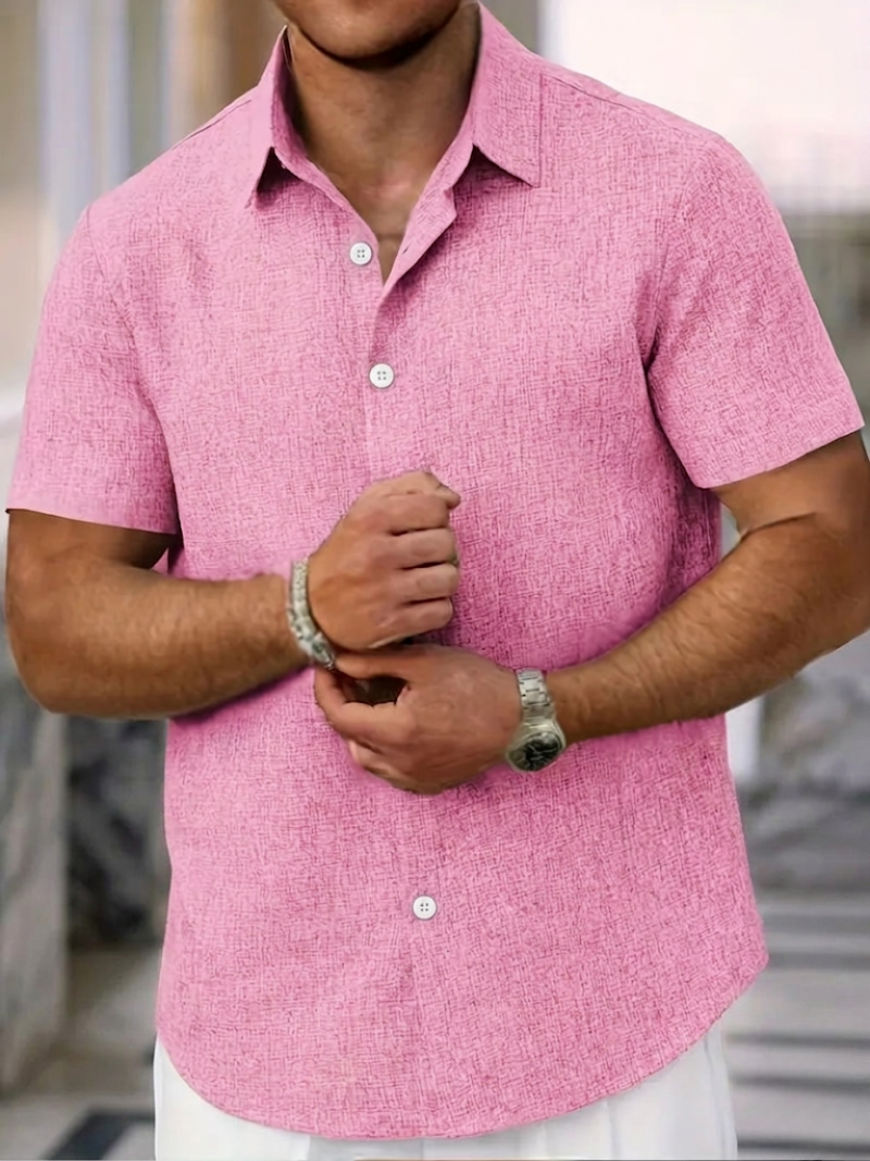 Everyday wear men's textured polo, regular fit, short sleeve, button-down, offering comfort & smart-casual style.