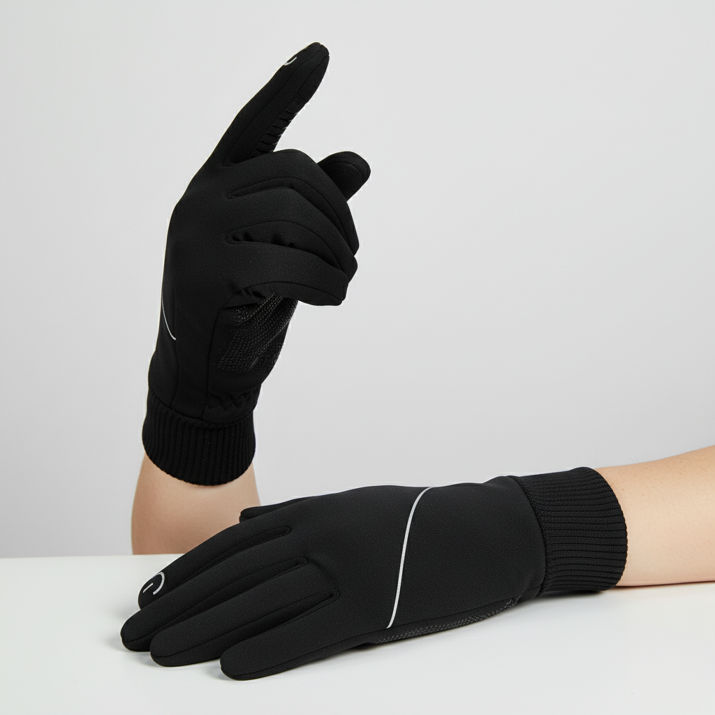 Warm men's ThermoTouch winter gloves, touchscreen compatible for cycling, running & outdoor sports in cold weather.