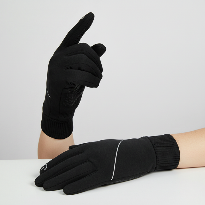 Warm men's ThermoTouch winter gloves, touchscreen compatible for cycling, running & outdoor sports in cold weather.
