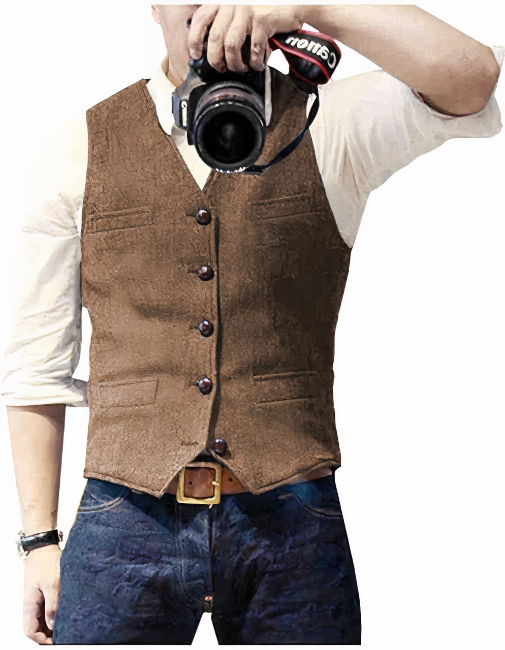 Elegant men's tailored vest, highly versatile for sophisticated layering in formal, business or casual wear.